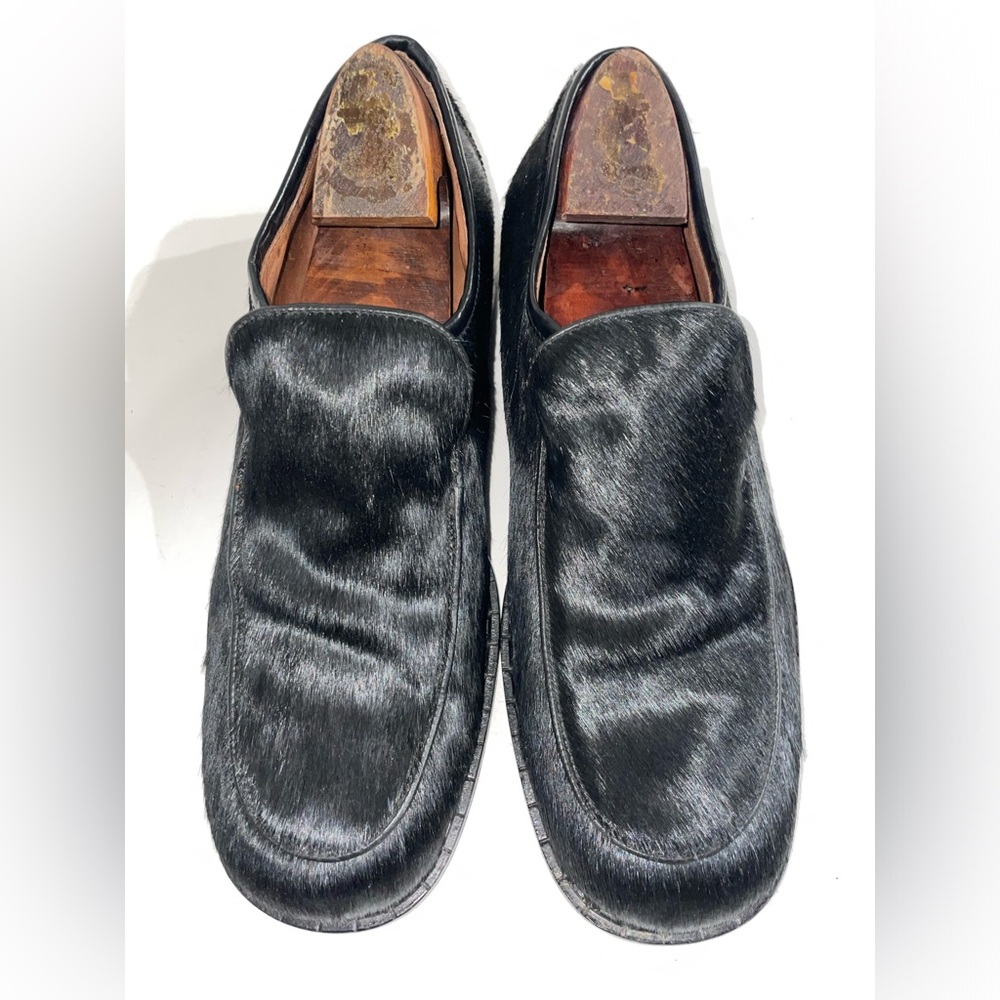 Black Haircalf Slip-On Loafers